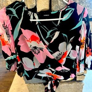 Tropical colored open back crop top